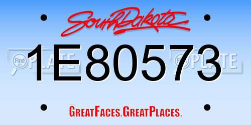 1E80573 South Dakota License Plate