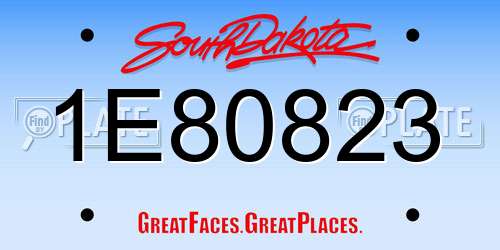 1E80823 South Dakota License Plate