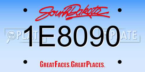 1E8090 South Dakota License Plate