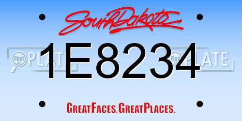 1E8234 South Dakota License Plate