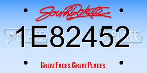 1E82452 South Dakota License Plate