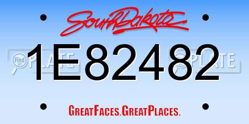 1E82482 South Dakota License Plate