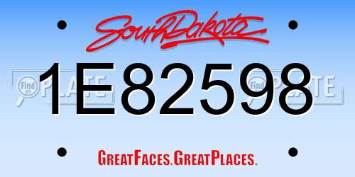 1E82598 South Dakota License Plate