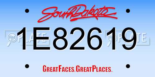 1E82619 South Dakota License Plate