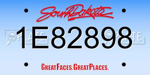 1E82898 South Dakota License Plate