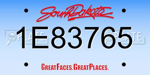 1E83765 South Dakota License Plate