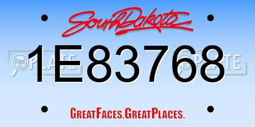 1E83768 South Dakota License Plate