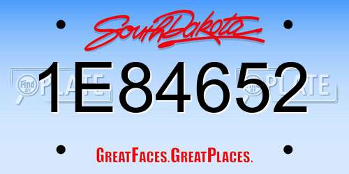 1E84652 South Dakota License Plate