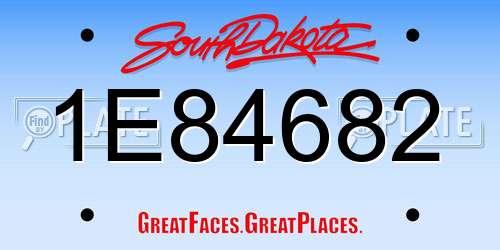 1E84682 South Dakota License Plate