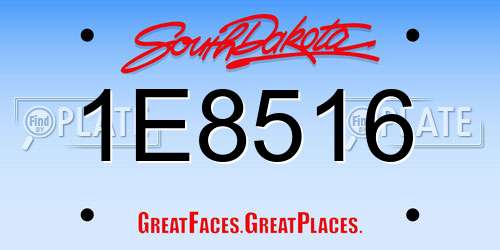 1E8516 South Dakota License Plate