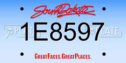 1E8597 South Dakota License Plate