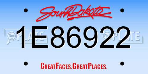 1E86922 South Dakota License Plate