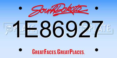 1E86927 South Dakota License Plate