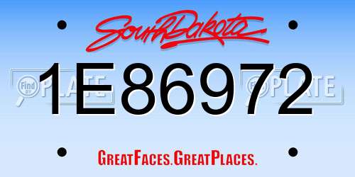 1E86972 South Dakota License Plate