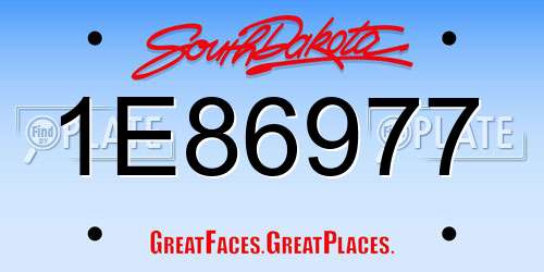 1E86977 South Dakota License Plate