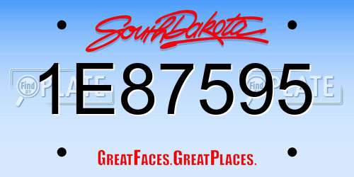 1E87595 South Dakota License Plate