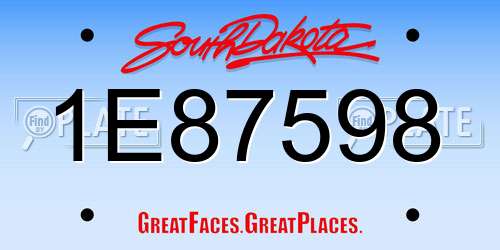 1E87598 South Dakota License Plate