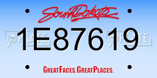 1E87619 South Dakota License Plate