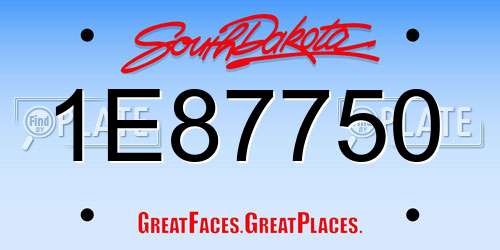 1E87750 South Dakota License Plate