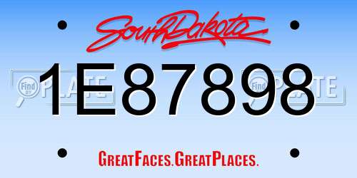 1E87898 South Dakota License Plate