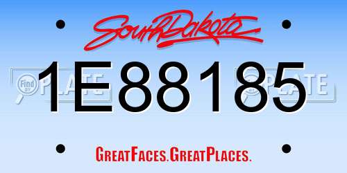 1E88185 South Dakota License Plate