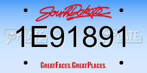 1E91891 South Dakota License Plate