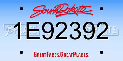 1E92392 South Dakota License Plate
