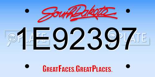 1E92397 South Dakota License Plate