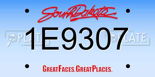 1E9307 South Dakota License Plate
