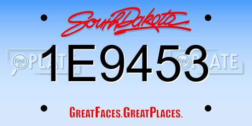 1E9453 South Dakota License Plate