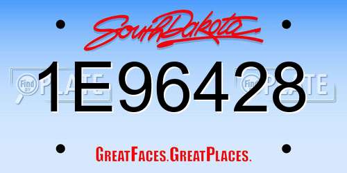 1E96428 South Dakota License Plate