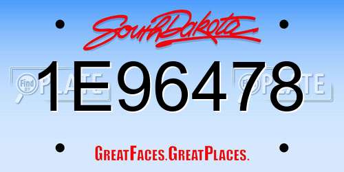 1E96478 South Dakota License Plate