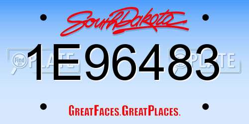 1E96483 South Dakota License Plate