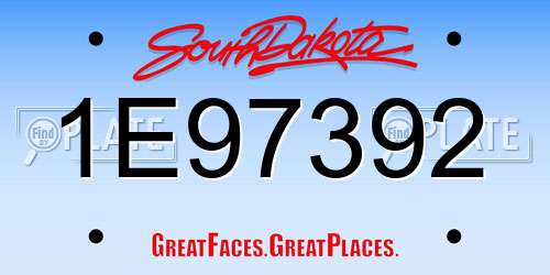 1E97392 South Dakota License Plate