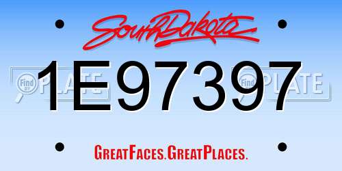 1E97397 South Dakota License Plate