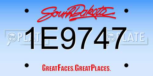 1E9747 South Dakota License Plate