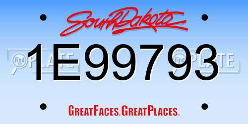 1E99793 South Dakota License Plate