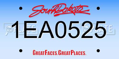 1EA0525 South Dakota License Plate