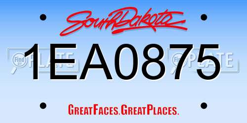 1EA0875 South Dakota License Plate