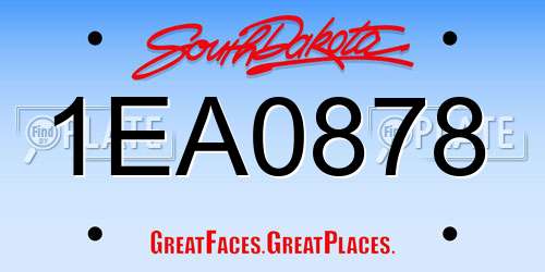 1EA0878 South Dakota License Plate