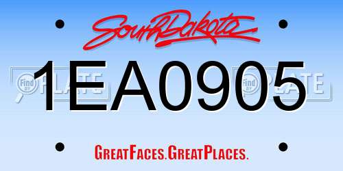 1EA0905 South Dakota License Plate
