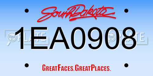 1EA0908 South Dakota License Plate