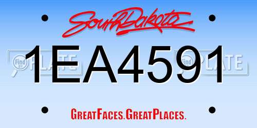 1EA4591 South Dakota License Plate