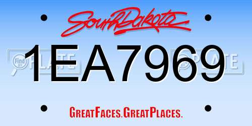 1EA7969 South Dakota License Plate
