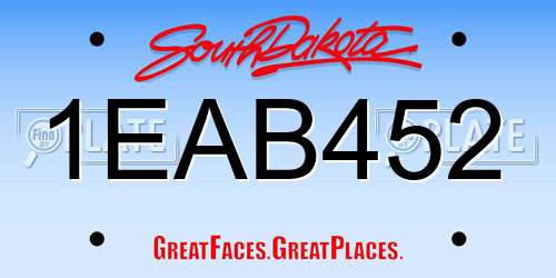 1EAB452 South Dakota License Plate