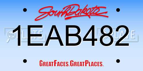 1EAB482 South Dakota License Plate