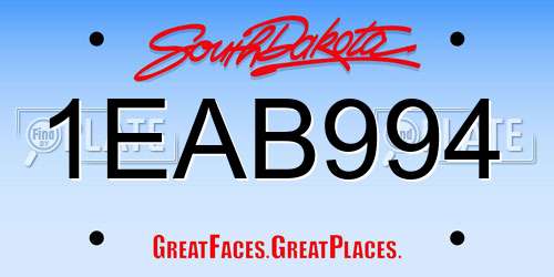 1EAB994 South Dakota License Plate