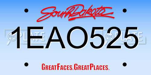 1EAO525 South Dakota License Plate
