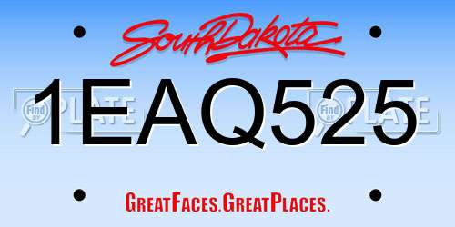 1EAQ525 South Dakota License Plate