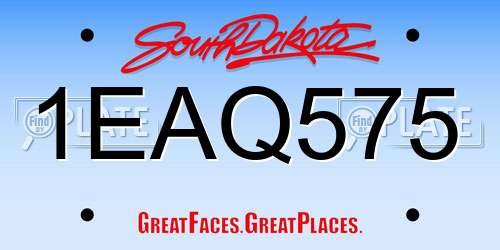 1EAQ575 South Dakota License Plate